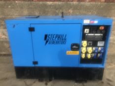 SUPER SILENT STEPHILL 11/17 KVA GENERATOR, 115/230, 50HZ, IZUZU DIESEL ENGINE, RUNS & MAKES POWER