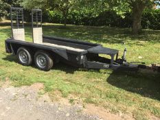 IFOR WILLIAMS GX84 2700 KG TWIN AXLE PLANT TRAILER, ALL LIGHTS WORK, HUBS GREASED, BRAKES WORK
