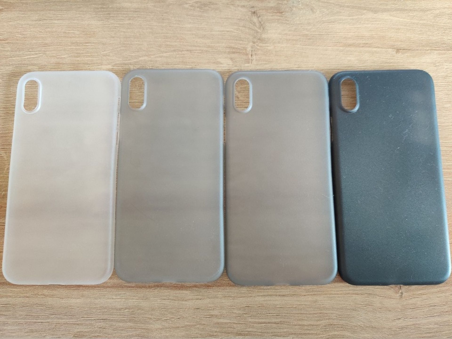4 X ULTRA THIN 0.2MM PLASTIC CASE COVERS FOR IPHONE X/XS, CLEAR, LIGHT GREY AND DARK GREY *NO VAT* - Image 3 of 3
