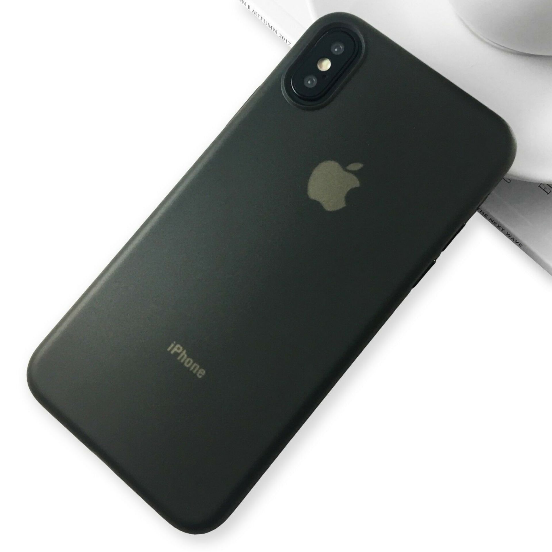 4 X ULTRA THIN 0.2MM PLASTIC CASE COVERS FOR IPHONE X/XS, CLEAR, LIGHT GREY AND DARK GREY *NO VAT* - Image 2 of 3