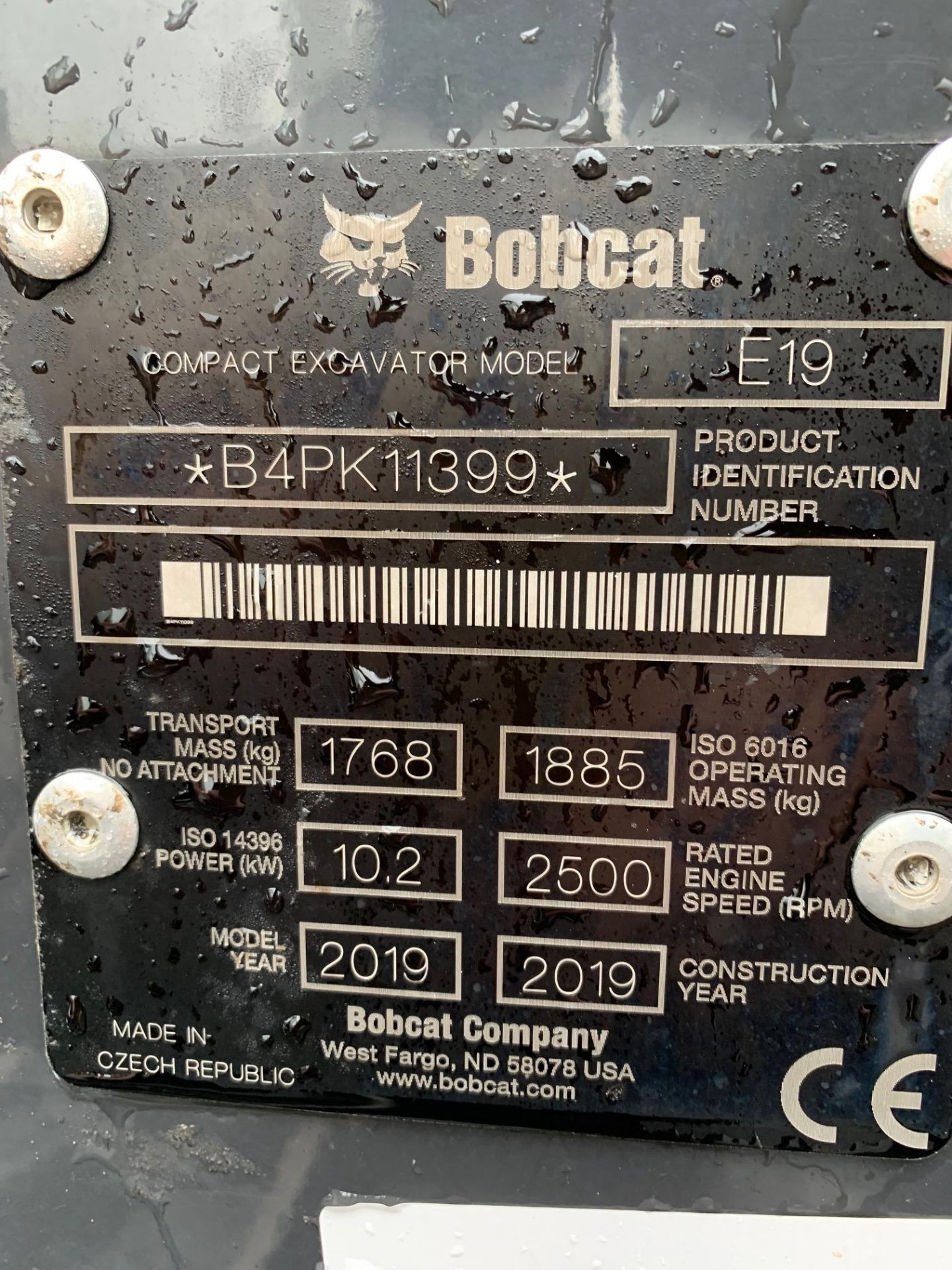 BOBCAT E19 RUBBER TRACKED CRAWLER DIGGER / EXCAVATOR, YEAR 2019, 3 X BUCKETS, 2 SPEED TRACKING - Bild 9 aus 10