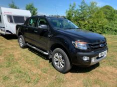 2014/14 REG FORD RANGER WILDTRAK 4X4 D/C TDCI 3.2L AUTOMATIC BLACK PICK-UP, SHOWING 2 FORMER KEEPERS