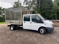 2014/64 REG FORD TRANSIT 125 T350 RWD 2.2 DIESEL CAGED TIPPER, SHOWING 1 FORMER KEEPER *PLUS VAT*