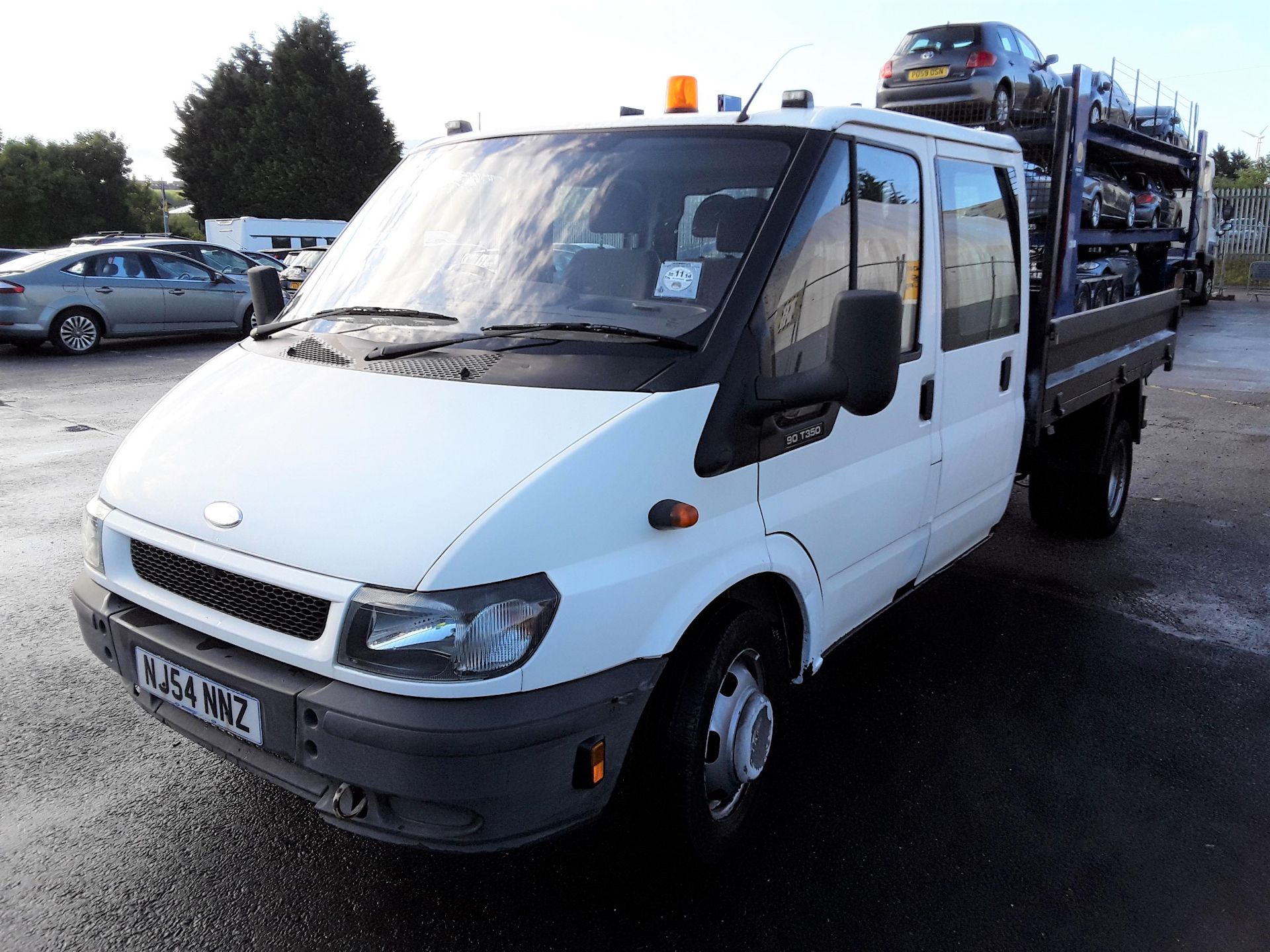 2004/54 REG FORD TRANSIT 350 LWB DOUBLE CAB 6 SEATER WHITE DROPSIDE TIPPER RWD DIESEL 90PS *PLUS VAT - Image 2 of 7