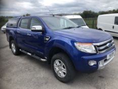 2011/61 REG FORD RANGER LIMITED 4X4 TDCI DCB 2.2 DIESEL BLUE PICK-UP, SHOWING 5 FORMER KEEPERS