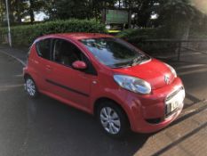 2010/10 REG CITROEN C1 VTR 998CC PETROL RED 3 DOOR HATCHBACK, SHOWING 1 FORMER KEEPER *NO VAT*