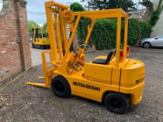 MITSUBISHI FG15 1.4 TON CAPACITY YELLOW PETROL FORKLIFT, RUNS, WORKS, LIFTS, 1694 HOURS *PLUS VAT*