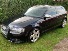 2008/08 REG AUDI A3 TDI S LINE 2.0 DIESEL BLACK 3 DOOR HATCHBACK 140 BHP, SHOWING 2 FORMER KEEPERS