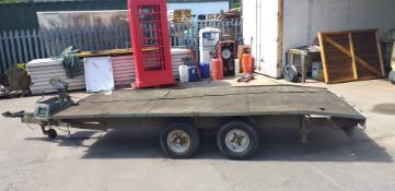 TOW-ABLE TWIN AXLE FLATBED TRAILER C/W WINCH AND JOCKEY WHEEL 5FT X 12FT BED *NO VAT*