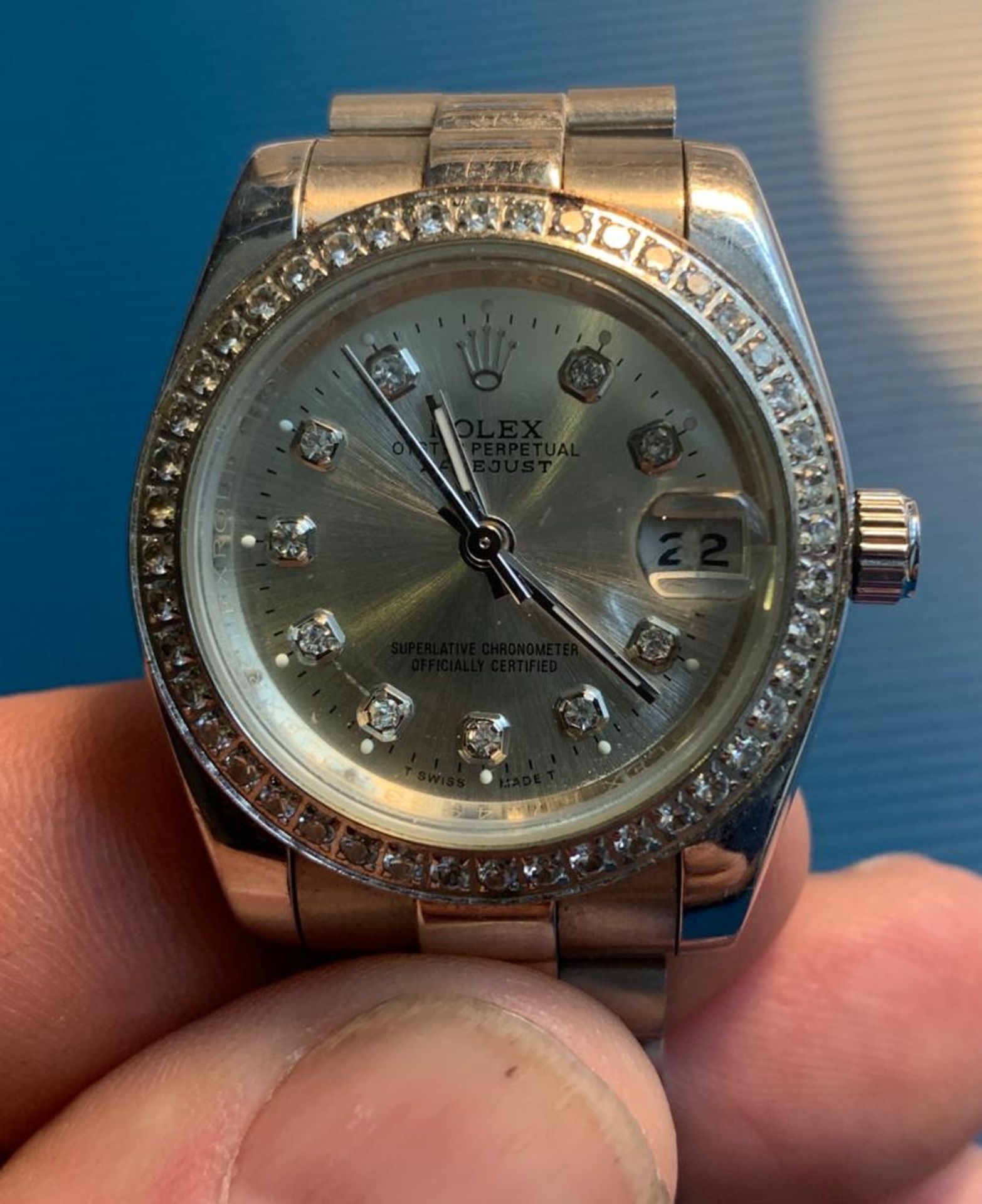 ROLEX OYSTER PERPETUAL DATEJUST SWISS MADE WRIST WATCH - NO PAPERS ASSUME NON GENUINE *NO VAT* - Image 3 of 10