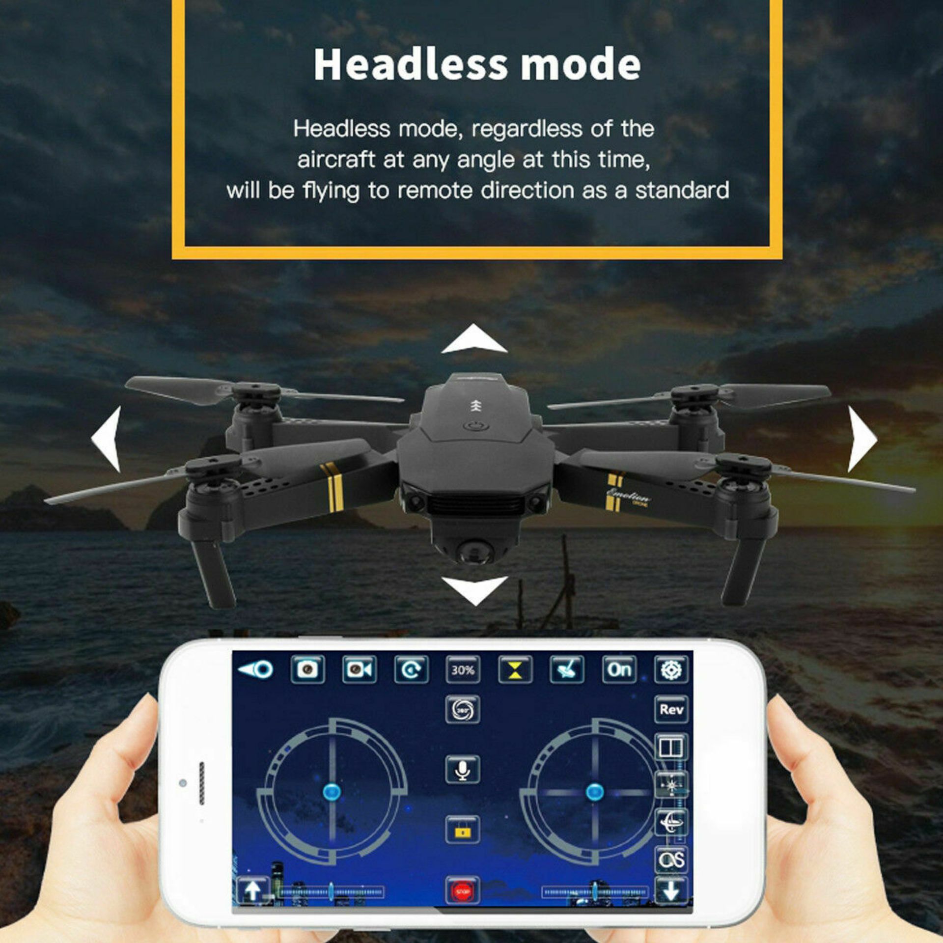 NEW & UNUSED DRONE X PRO WIFI FPV 1080P HD CAMERA FOLDABLE RC QUADCOPTER + BAG *PLUS VAT* - Bild 11 aus 12