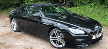 2014/14 REG BMW 640D M SPORT AUTOMATIC 3.0 DIESEL BLACK CONVERTIBLE *NO VAT*