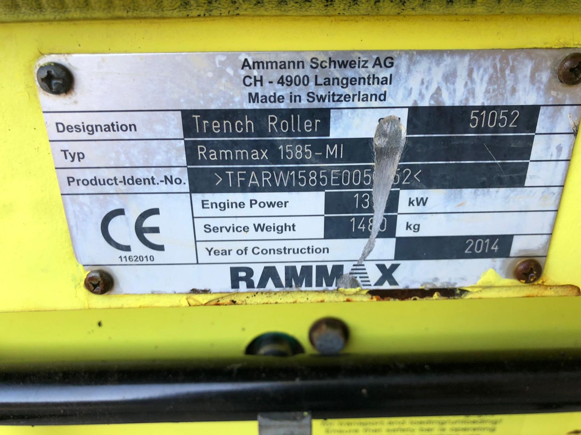 RAMMAX TRENCH ROLLER, MODEL 1585-MI, YEAR 2014, C/W REMOTE CONTROL, ONLY 214 HOURS *PLUS VAT* - Image 3 of 11