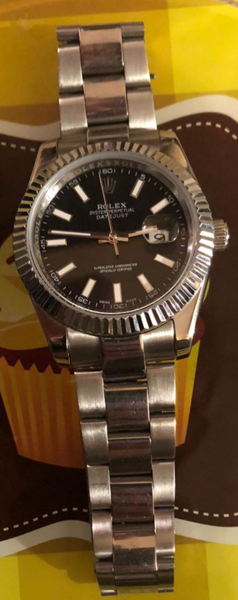 ROLEX OYSTER PERPETUAL DATEJUST SWISS MADE WRIST WATCH - NO PAPERS, ASSUME NON-GENUINE *NO VAT* - Image 8 of 10