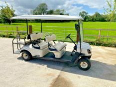 CUSHMAN 6 SEATER GOLF BUGGY, ELECTRIC, YEAR 2016, CUSHMAN SHUTTLE 6, VERY LITTLE USE FULL SUN CANOPY