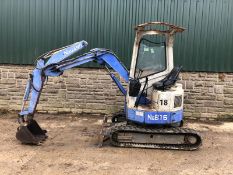 BLUE HANNEX N&B15 TRACKED MINI DIGGER / EXCAVATOR - BLADE OFF SET, RUNS, DRIVES AND DIGS *PLUS VAT*