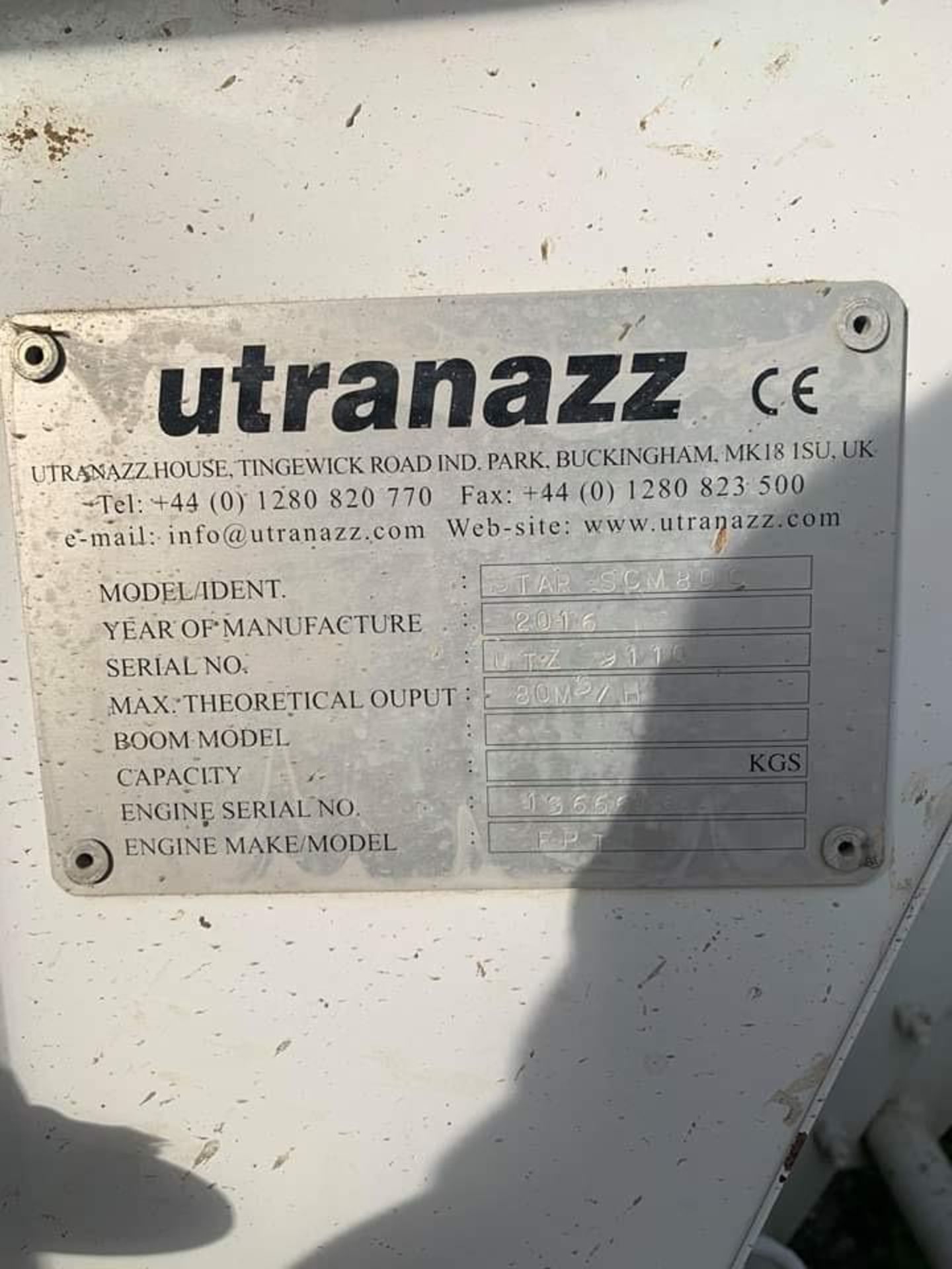 ULTRANAZZ STAR SCH 80C CONCRETE PUMP, YEAR 2016, RUNS, WORKS AND PUMPS *PLUS VAT* - Image 7 of 10