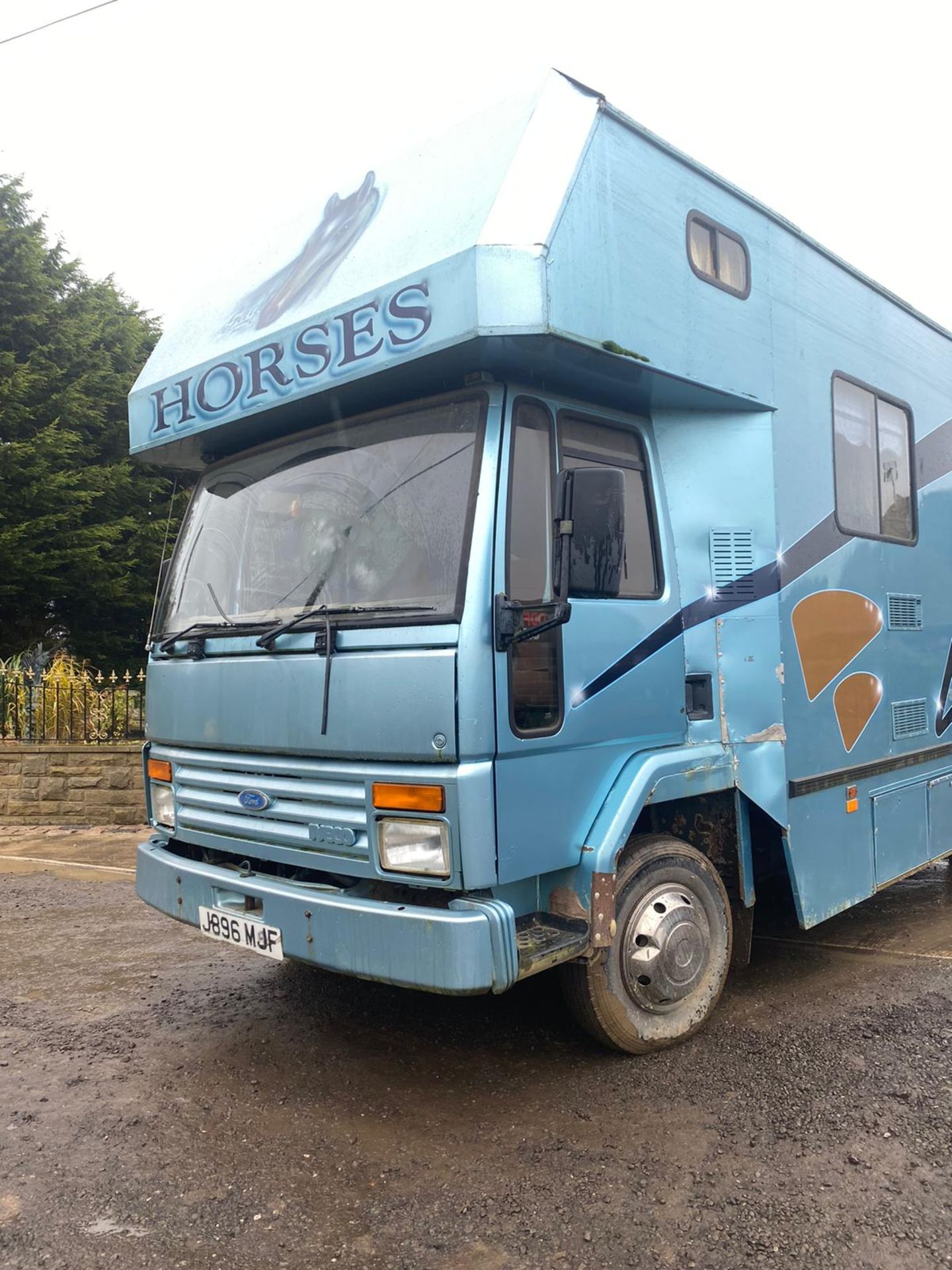 1991/J REG IVECO FORD CARGO 0813D HORSEBOX / LIVESTOCK CARRIER, BLUE & GOLD, SHOWING 3 FORMER KEEPER - Image 2 of 12