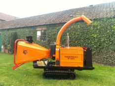 TIMBERWOLF TW 150VTR TRACKED WOOD CHIPPER, KUBOTA DIESEL ENGINE, ONLY 777 HOURS, EXPANDING TRACKS