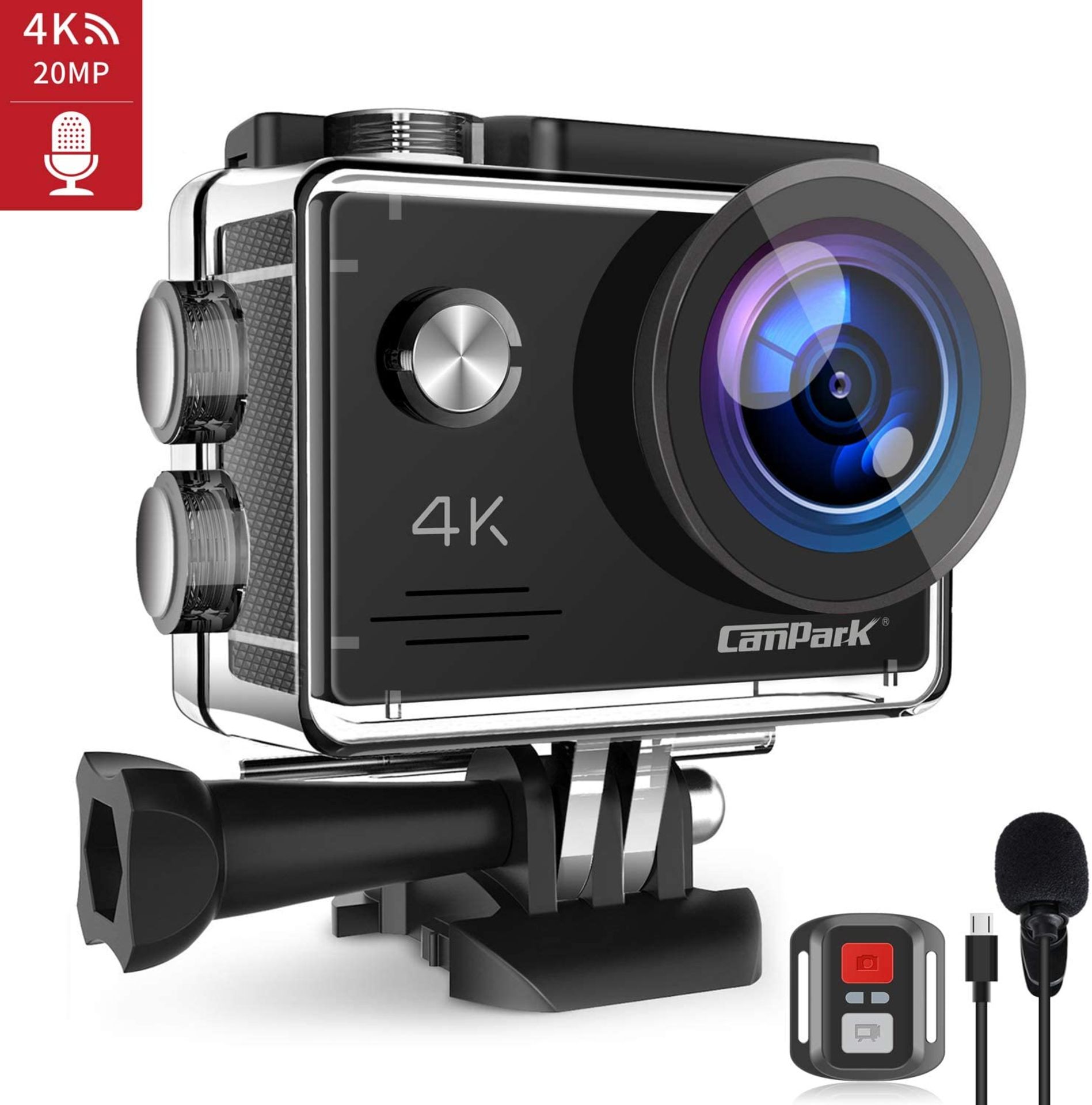 BRAND NEW & SEALED! CAMPARK X5 4K 20MP 40M WATERPROOF ACTION CAMERA WEBCAM WIFI EXTERNAL MICROPHONE