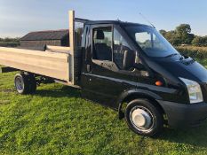 2007/07 REG FORD TRANSIT 115 T350EF RWD 2.4 DIESEL BLACK DROPSIDE, SHOWING 3 FORMER KEEPERS *NO VAT*