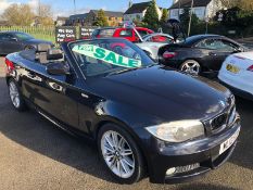 2012/12 REG BMW 120I M SPORT 2.0 PETROL BLACK CONVERTIBLE, SHOWING 2 FORMER KEEPERS *NO VAT*