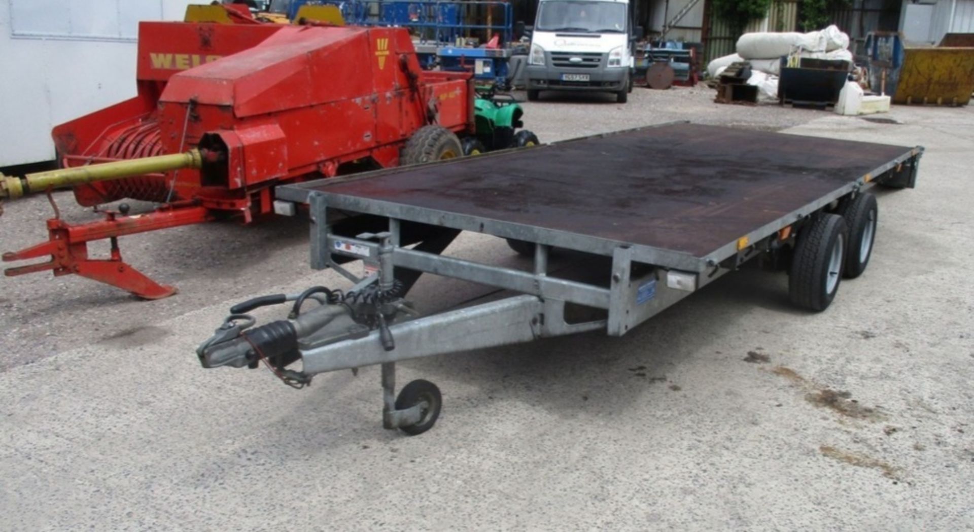 IFOR WILLIAMS TWIN AXLE TOWABLE TRAILER 3.5 TON 16 FOOT TRAILER WITH HEAVY DUTY STOW AWAY RAMPS