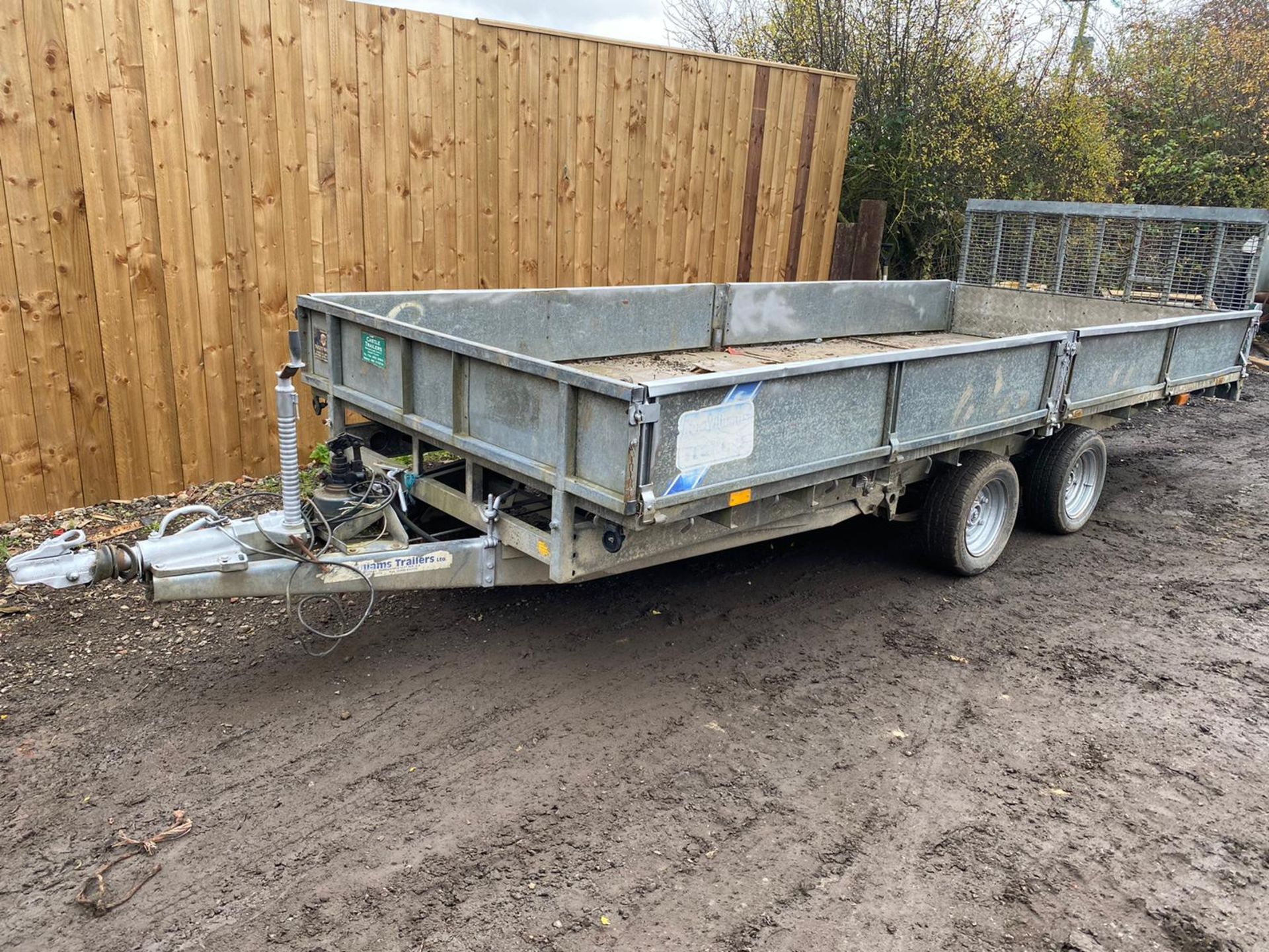 IFOR WILLIAMS HYDRAULIC TILT BED TRAILER, REAR DROP DOWN RAMP AND DROP SIDES, 16FT X 6FT 6" - Image 3 of 4