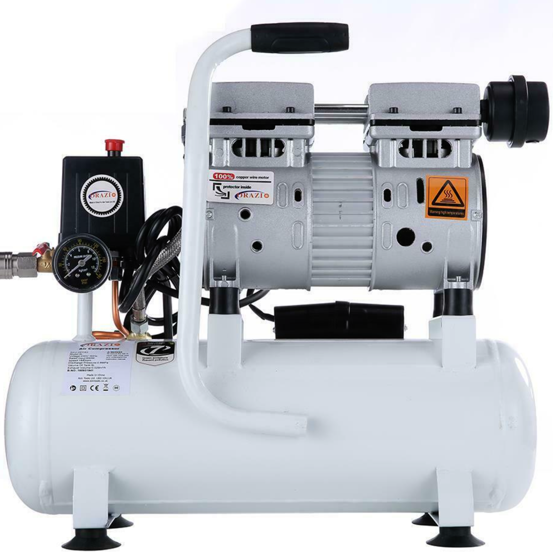 MC - new ORAZIO low noise Silent Air compressor 9L Europe Plug 600W for Garage Clinic - Image 3 of 5