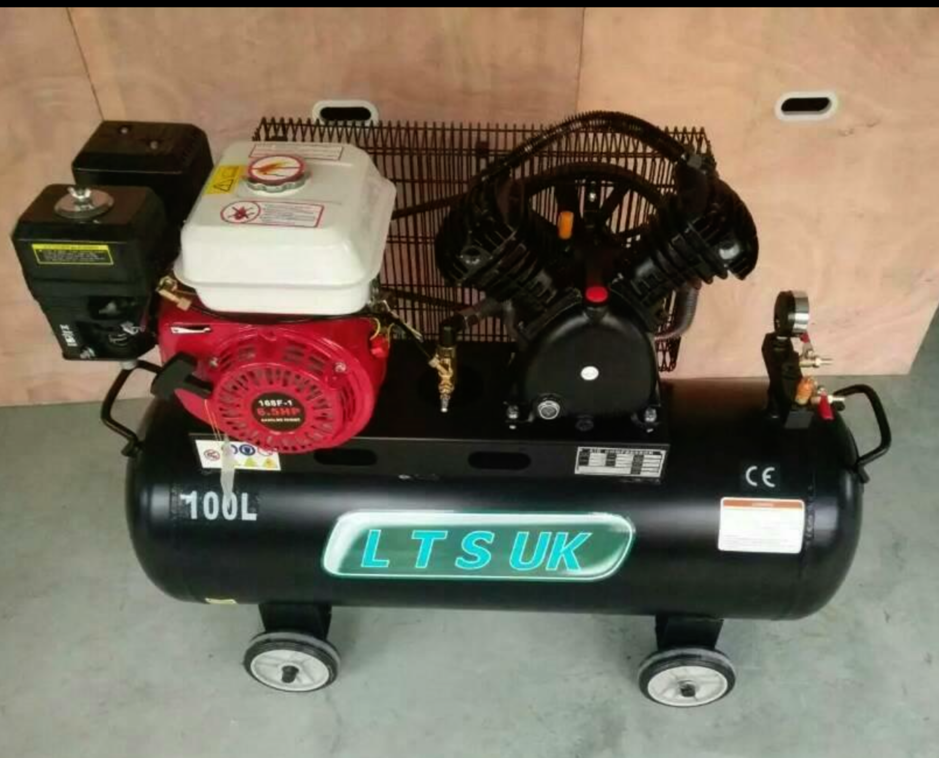 New Industrial Petrol powered air compressor Unleaded petrol 100L air compressor Tank: 100L Power: