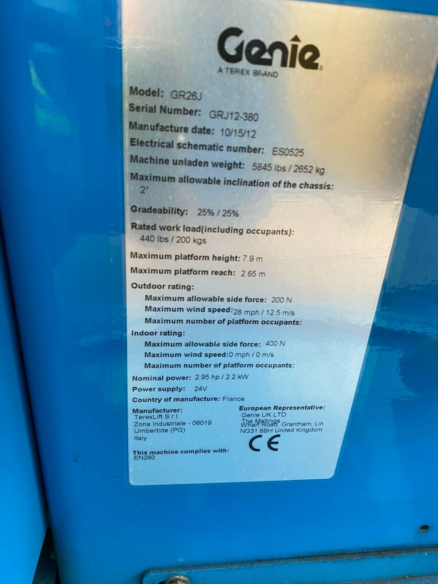 GENIE GR.26J LIFT AS BRAND NEW, ONLY 9 HOURS, EX ELECTRICITY BOARD *PLUS VAT* - Image 3 of 8