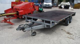 IFOR WILLIAMS TWIN AXLE TOWABLE TRAILER 3.5 TON 16 FOOT TRAILER WITH HEAVY DUTY STOW AWAY RAMPS