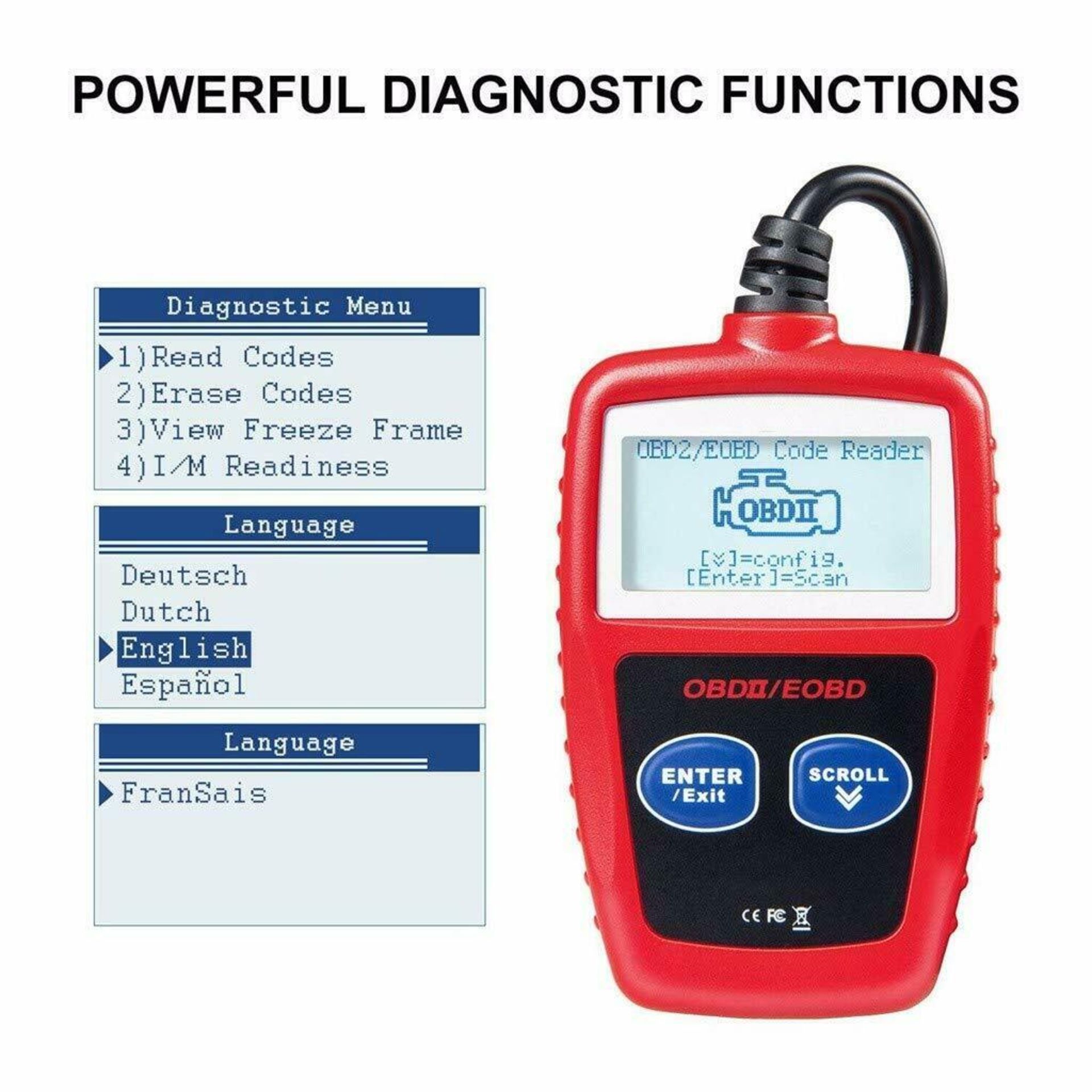 DIERYA FAULT CODE READER SCANNER ENGINE CAR DIAGNOSTIC RESET TOOL OBD 2 CAN EOBD MS309 *PLUS VAT* - Image 10 of 10