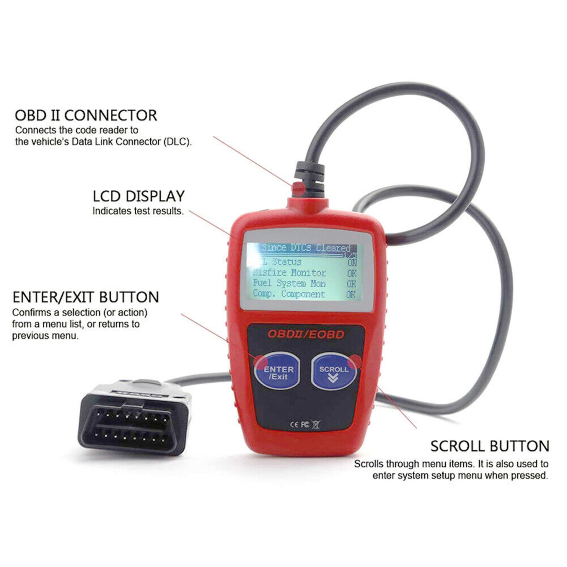 DIERYA FAULT CODE READER SCANNER ENGINE CAR DIAGNOSTIC RESET TOOL OBD 2 CAN EOBD MS309 *PLUS VAT* - Image 7 of 10