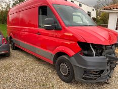 2018/68 REG VOLKSWAGEN CRAFTER CR35 STARTLINE TDI 2.0 DIESEL RED PANEL VAN, SHOWING 0 FORMER KEEPERS