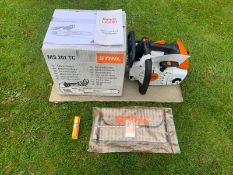 BRAND NEW AND UNUSED STIHL MS201TC TOP HANDLE SAW, C/W MANUAL, SPARK PLUG, MULTI TOOL *NO VAT*