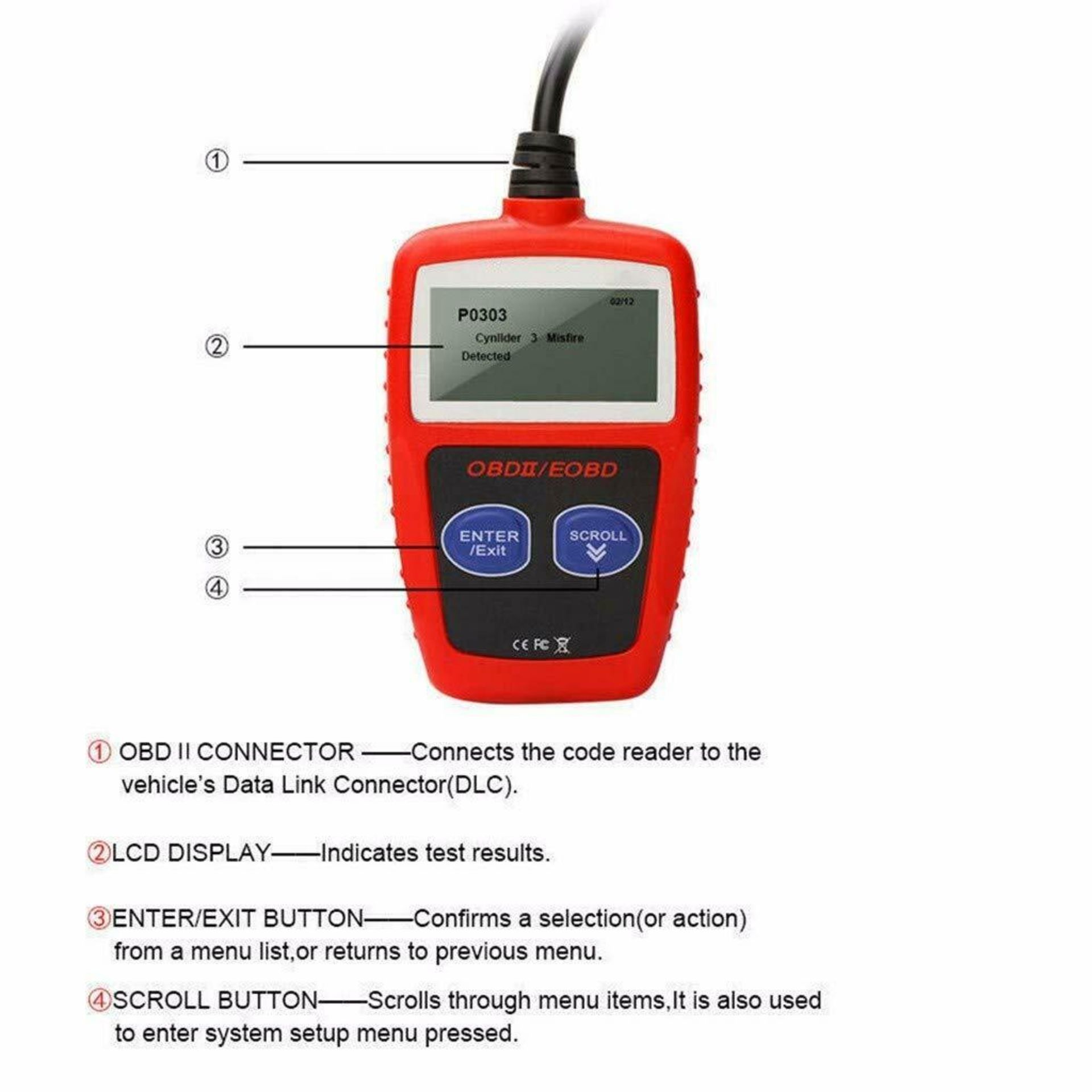 DIERYA FAULT CODE READER SCANNER ENGINE CAR DIAGNOSTIC RESET TOOL OBD 2 CAN EOBD MS309 *PLUS VAT* - Image 9 of 10