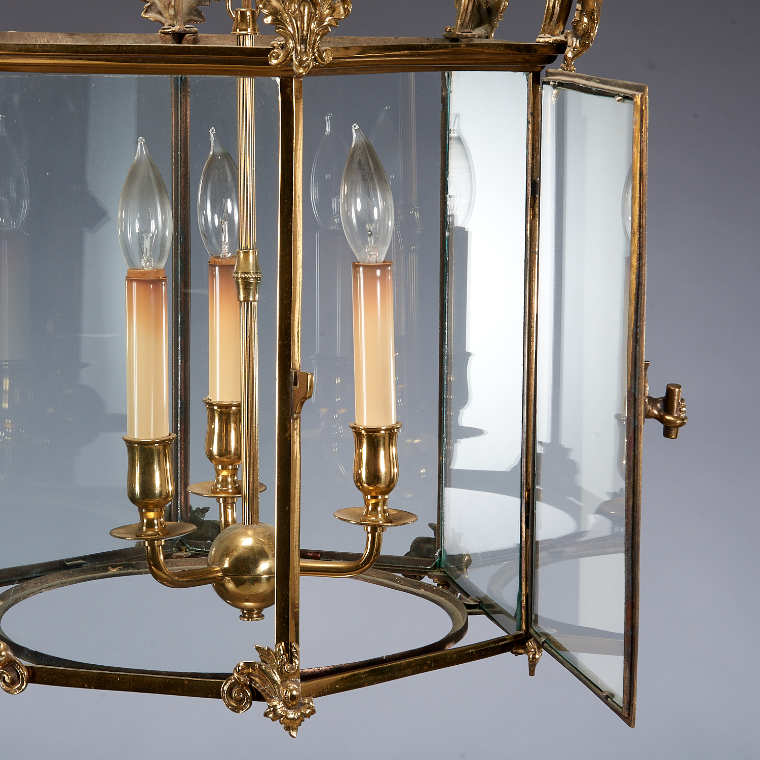 George III Hexagonal Brass Hall Lantern - Image 2 of 5