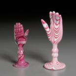 (2) Unusual Marbrie Glass Hand-Form Whimsies