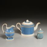 English Mochaware Engine-Turned Tea Set