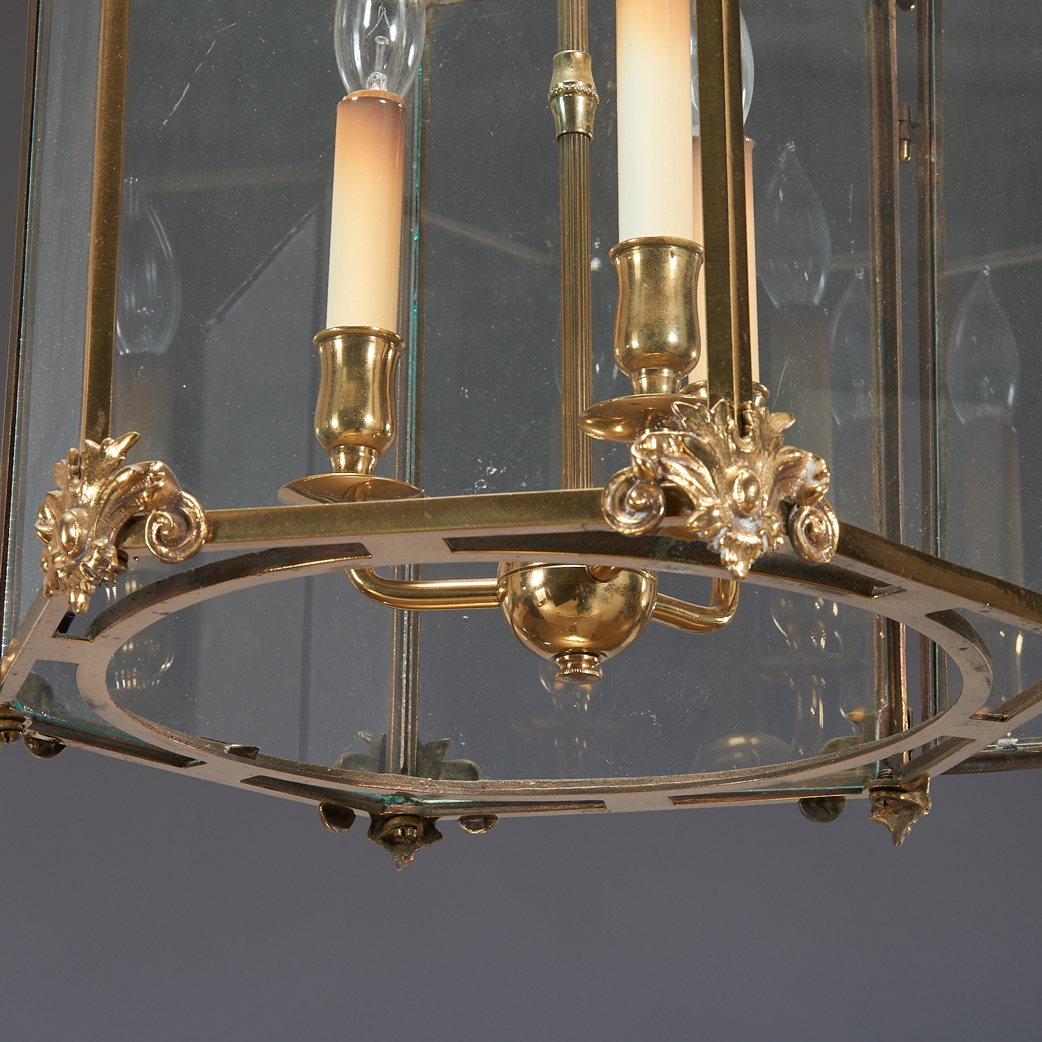 George III Hexagonal Brass Hall Lantern - Image 5 of 5