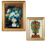 (2) American Folk Reverse-Glass Tinsel Paintings