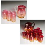 (2) Amberina Glass Lemonade Sets