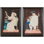 Pair George III Pin-Prick and Watercolor Pictures