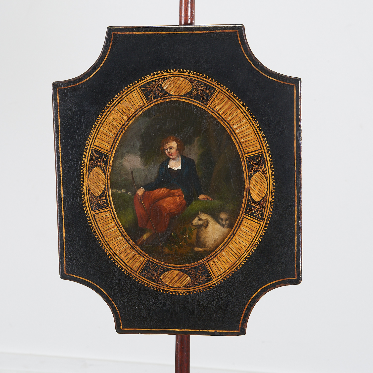 Pair Regency Polychrome Painted Pole Screens - Image 2 of 6