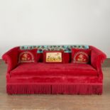 Nice Red Velvet Sofa with Victorian Beadwork