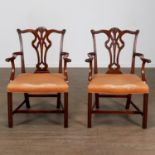 Pair Chippendale Style Mahogany Armchairs