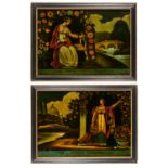 (2) English Reverse-Varnished Mezzotints on Glass