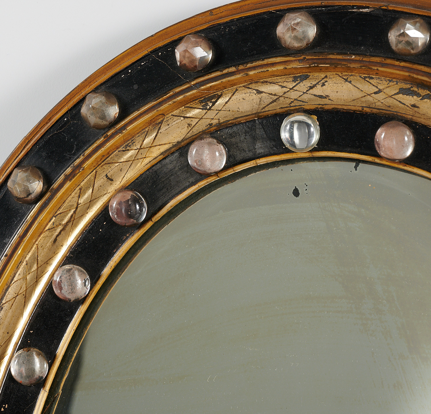 Pair Irish Regency Ebonized and Jeweled Mirrors - Image 5 of 6