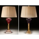 (2) American Sandwich Glass Fluid Lamps